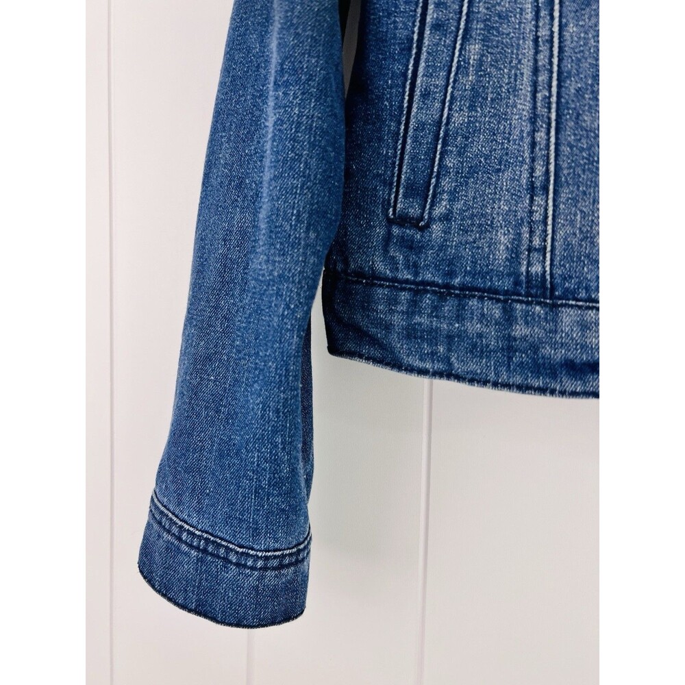 JouJou Blue Denim Fleece Lined Cropped Jean Jacket Y2K Size Medium - Picture 4 of 9